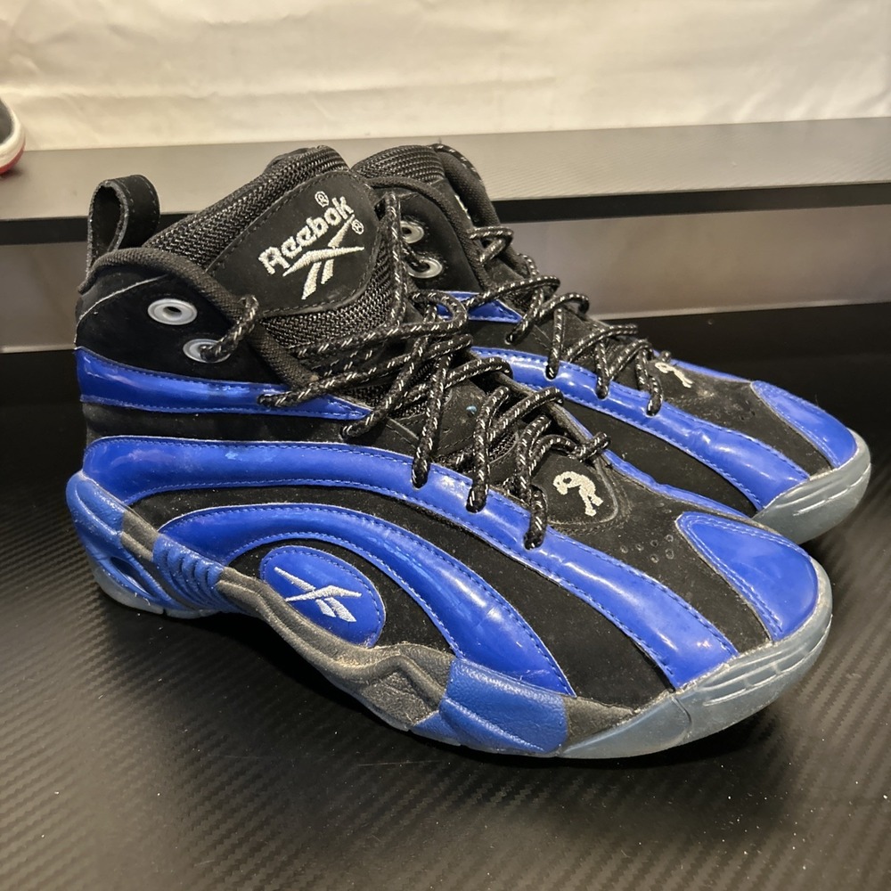 Rare Reebok SHAQNOSIS OG 6.5 Junior Black‎  Truth Blue White High Top Basketball